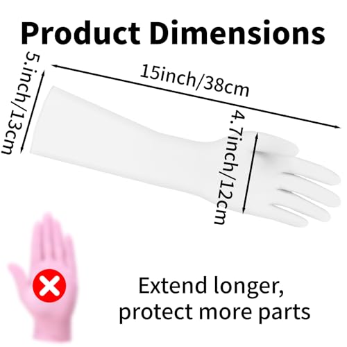 Long Sleeves Durable Disposable Nitrile White Gloves 15inches,Household Cleaning Dishwashing Waterproof 30PCS - color: White, size: Medium