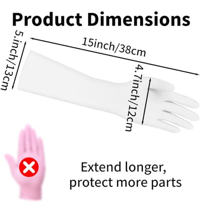 Long Sleeves Durable Disposable Nitrile White Gloves 15inches,Household Cleaning Dishwashing Waterproof 30PCS - color: White, size: Medium