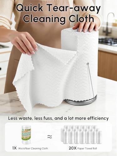 Microfiber Cleaning Cloths Roll, 75 Pack Tear Away Microfiber Towels Roll, 12" x 12" Lint Free Rags, Reusable Cleaning Cloths, Washable, Scratch Free,Ultra Absorbent Dish Rags(White Ripple) - color: White Ripple, size: 75 pack