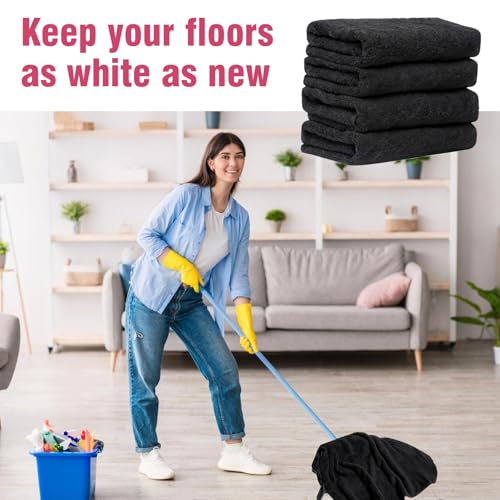 4 Pcs Extra Large Microfiber Cleaning Cloth 30 x 20 Inch Reusable Thick Cleaning Towel Washable Solid Color Microfiber Towel for Home Office Window Cars Glass (Black) - color: Black