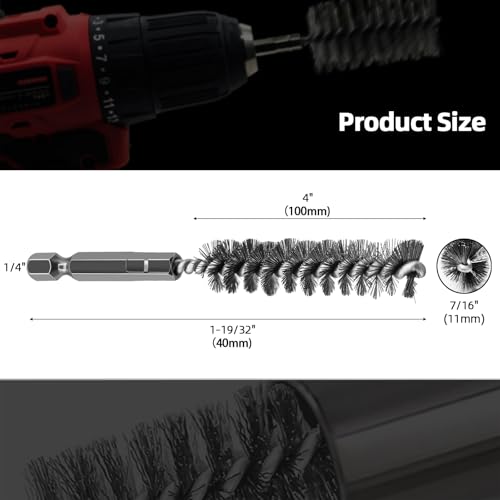 ASNOMY 5Pcs 7/16" Stainless Steel Bore Brush,Stainless Steel Bristles Wire Brush Bore Cleaning Brush Set for Power Drill Cleaning, Abrasive Wire Brush Steel Brush with 1/4" Hex Shank - style: 5Pcs 11mm | 7/16" Inch