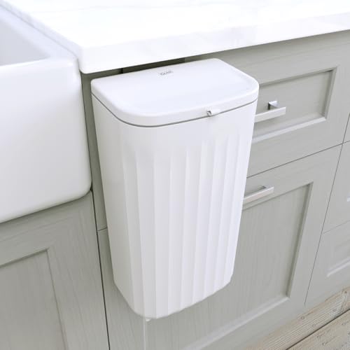 Glad Roomate Under Counter Waste Bin | Space Saving Small Trash Can for Kitchen Cabinet, Bathroom or Office | Dual Lid for Ease of Opening, 12 Liter, White - color: 12 Liter White Plastic