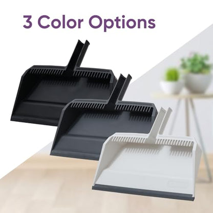 Superio 2-Pack Wide Plastic Dustpan with Comb - 16" Wide, Rubber Lip, Broom Handle Clip, Black - color: Black, size: 2 Pack