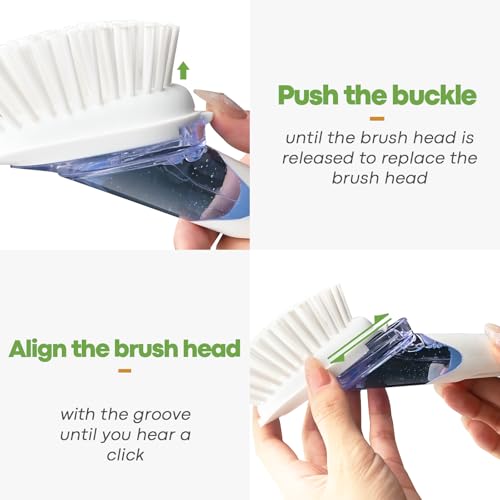 RIMAY Dish Brush with Soap Dispenser, Dish Washing Brush with Handle, Soap Dispensing Dish Brush, Soap Brush for Kitchen Sink, Dish Wand Kitchen Brushes for Dishes/Pans/Pots/Sink (White) - color: White