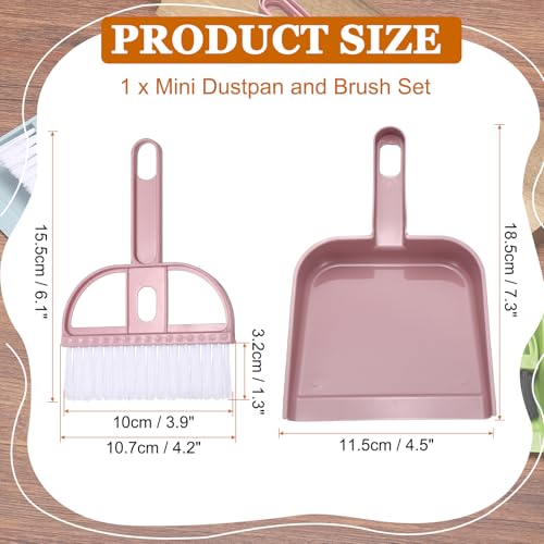uxcell 2 Pcs Mini Dustpan and Brush Set, Small Broom and Dustpan Set for Home Office Tabletops Sofas Keyboards Cleaning, Pink - color: Pink