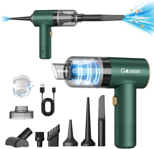 Car Vacuum Portable 4 in 1 Vacuum Cleaner 12000Pa Mini Handheld Vacuum Cordless Rechargeable 120W High Power Vacuum Cleaner & Air Duster Multi-Nozzles for Car Home Office Pet(Green)