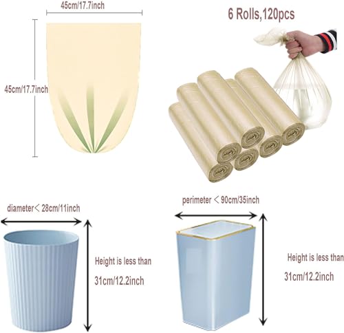 4 Gallon Bathroom Trash Bags,120 Count 6 Rolls Small Trash Garbage Bags, Strong Thin Material Disposable Trash Bags for Office, Home Waste Bin (4Gallon Gold, 120 Count) - color: 4Gallon Gold