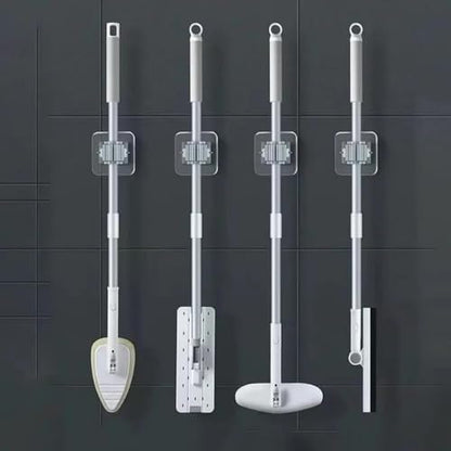 Wall-Mounted Mop Rack Suction Traceless Mop Clips 2/4 Pack Broom Hangers Waterproof Design for Bathroom Kitchen Storage, 2Pcs