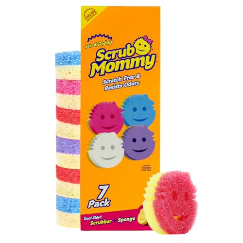 Scrub Daddy Scrub Mommy Kitchen Sponges for Dishes & Wiping Spills - Dual-Sided Dish Scrubber Sponge for Cleaning - Multi-Colored Bulk Pack - Stain & Odor Resistant (7 Count) - size: 7 Count (Pack of 1), style: Exclusive Scrub Mommy