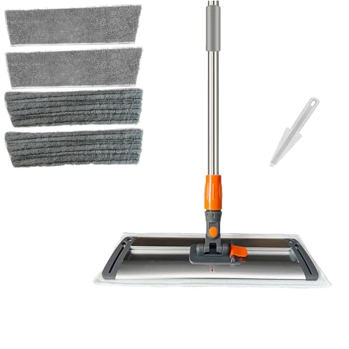 17-inch Large Aluminum mop,a Wet/Dry Microfiber mop with a Washable,Reusable Cleaning pad and an extendable Handle,Suitable for Hardwood Floors,Laminate Floors, Removing pet Hair,and Window Cleaning