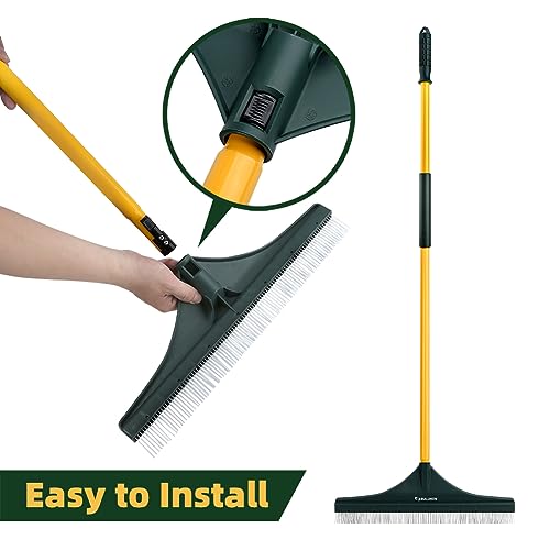 Artificial Turf Rake, 55" Long Whole-Piece Pole No Broke Design - Garden Hand Broom Rake for Easy Quick Remove Leaves, Debris, Shrubs, Pet Hairs.. from Turf, Lawn, Synthetic Grass, Carpet