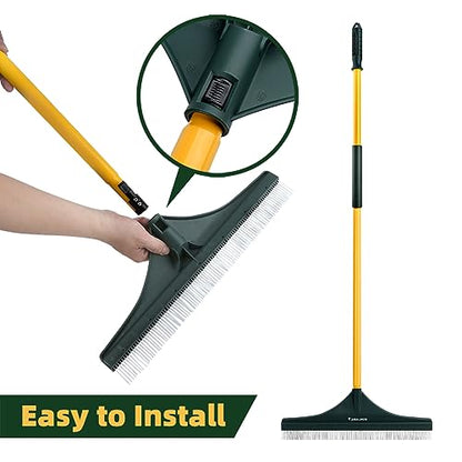 Artificial Turf Rake, 55" Long Whole-Piece Pole No Broke Design - Garden Hand Broom Rake for Easy Quick Remove Leaves, Debris, Shrubs, Pet Hairs.. from Turf, Lawn, Synthetic Grass, Carpet