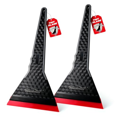 Professional Window Tint Tools Triangle Squeegee PPF Tool - 2 Pack | Long Handle Scraper, TPU Rubber Blade, Water Removal Tool, Auto Tinting Film Installing, Windshield Rear Glass Cleaning