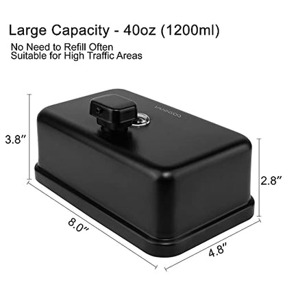 Wall Mounted Hand Soap Dispenser Bathroom, 1200ml 40oz Commercial Stainless Steel Black Liquid Soap Dispenser Wall Mount (Horizontal Black) - color: Horizontal Black