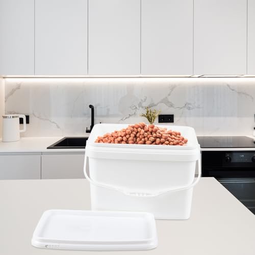 Kekow 4 Pcs 5 Gallon Utility Rectangular Food Bucket with Lid and Handle | Food Grade BPA-Free Plastic, Square Space-Saving Design, Sturdy Transport Handle, for Dry Goods Liquid Storage