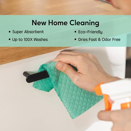 Swedish Dishcloths for Kitchen, 5 Pack Swedish Dish Cloths, Ultra Absorbent Reusable Paper Towels, Cellulose Sponge Cloths, Quick Drying, No Odor, Dishwasher Safe Mint Green - color: Mint Green