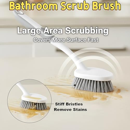 Scrub Brush for Cleaning-3 Pack Heavy-Duty Scrub Brushes Set Shower Scrubber Brush,Grout Brush,Scrubbing Brush with Stiff Bristles for Bathroom,Bathtub,Tile,Floor,Grout,Sink,Swimming Pool