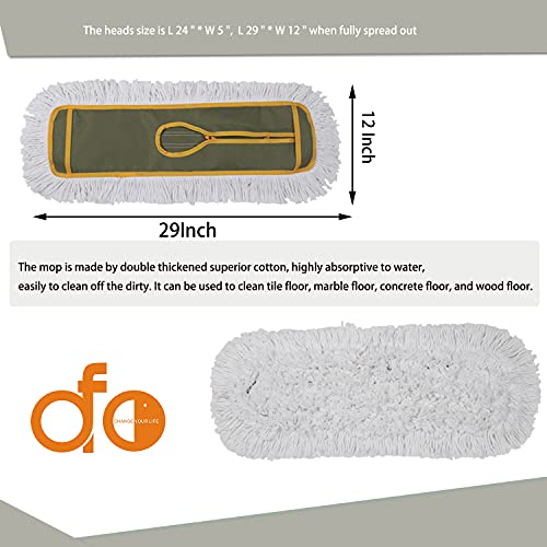 OFO 24inch Industrial Commercial Dust Mop 2 Sets // Heavy Duty Dust Mop // 63inch Length Stainless Steel Handle //Easily Clean Large Area Factory,Shopping Mall,Garage - style: 24 Inch