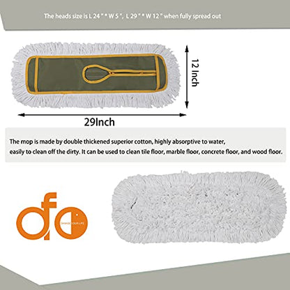 OFO 24inch Industrial Commercial Dust Mop 2 Sets // Heavy Duty Dust Mop // 63inch Length Stainless Steel Handle //Easily Clean Large Area Factory,Shopping Mall,Garage - style: 24 Inch