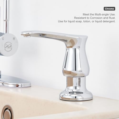 GAGALIFE Kitchen Sink Soap Dispenser Chrome, Built in Soap Dispenser with 17 OZ Bottle, Refill from The Top, Liquid Dispenser for Kitchen Sink - color: Chrome, size: with Bottle