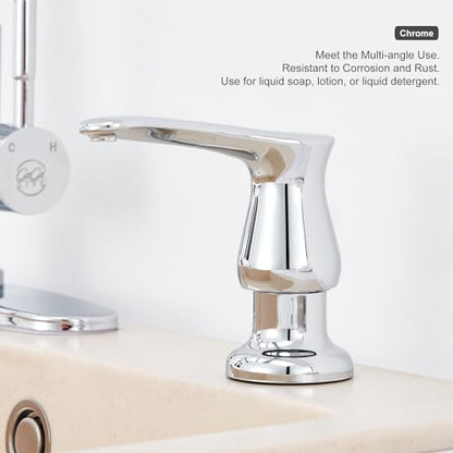GAGALIFE Kitchen Sink Soap Dispenser Chrome, Built in Soap Dispenser with 17 OZ Bottle, Refill from The Top, Liquid Dispenser for Kitchen Sink - color: Chrome, size: with Bottle