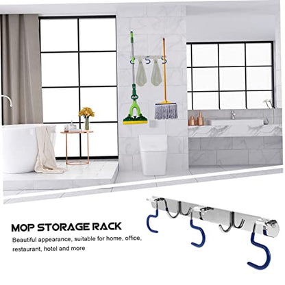 Cabilock Mop Holder Stainless Steel Hooks Heavy Duty Hook Wall Hanging Hooks S- Type Mop Heavy- Duty Hook Wall Hanger Broom Holder Wall Mount S-Type with Hangers Tool Fold - size: 42X9X2CM