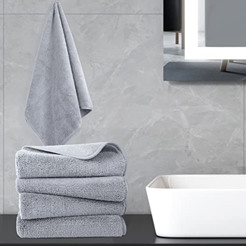 POLYTE Quick Dry Lint Free Microfiber Hand Towel, 16 x 30 in, Set of 4 (Gray) - color: Gray