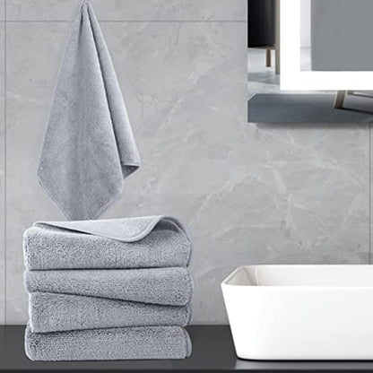POLYTE Quick Dry Lint Free Microfiber Hand Towel, 16 x 30 in, Set of 4 (Gray) - color: Gray