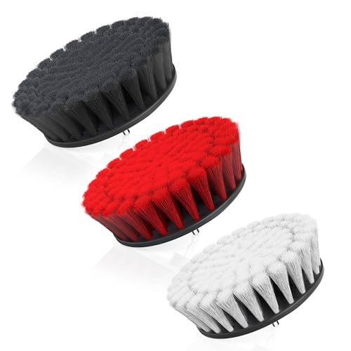 Hoover Multi-Purpose Cleaning Brush Kit, 3 Piece, 6" Soft, Medium and Hard Bristle Brushes Included, for Use on Various Surfaces, Whole Home Cleaning, Scrubber Brush Drill Attachment for Cleaning