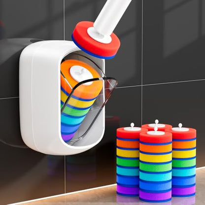 MOPUP Disposable Toilet Brush, Toilet Bowl Cleaner with 35 Pre-Loaded Refills, Wall Mounted Toilet Brush and Holder Set with Storage Caddy for Deep Hygienic Bathroom Cleaning