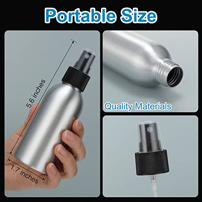 Irenare 24 Pcs Small Spray Bottles Aluminum Fine Mist Spray Bottles Bulk Metal Essential Oil Storage for Perfume Toner Liquid Refillable Pump Vials Atomizer Containers for Room Travel(4 Oz) - size: 4 Oz