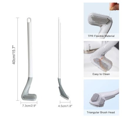 Toilets Brushes, Toilet Cleaning Brush,Golf Flexible Bendable Silicone Long Handled Toilet Brushes, 360°Deep Toilets Bowl Cleaning Brush,Quick Drying Scrubber for Bathroom with Hook (White) - color: White