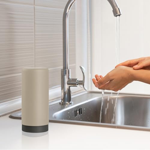 ElmRidge Dish Soap Silicone Dispenser for Kitchen Sink,Squeeze Washing Up Liquid and Hand Soap,Round refillable Silicone Bottles,Easy to Fill and to use, 8.5 oz,Black 2.4 x 2.4 x 5.5 inches (Taupe) - color: Taupe