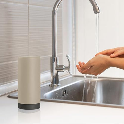 ElmRidge Dish Soap Silicone Dispenser for Kitchen Sink,Squeeze Washing Up Liquid and Hand Soap,Round refillable Silicone Bottles,Easy to Fill and to use, 8.5 oz,Black 2.4 x 2.4 x 5.5 inches (Taupe) - color: Taupe