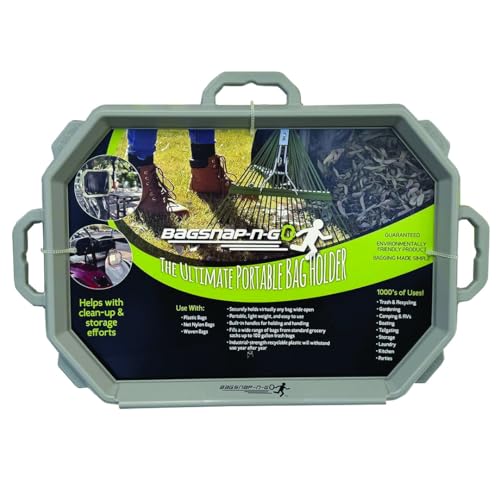 Large SnapRing Trash Bag Holder | Heavy Duty Garbage Opener Frame for 33–95 Gallon Contractor Lawn Leaf Bags | Outdoor Yard Cleanup Tool - size: Large
