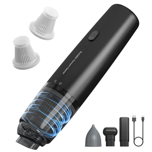 Handheld Vacuum Cordless, Car Vacuum Portable with 2 Suction Modes, Blow & Suction 2-in-1, Mini Vacuum Cleaner Rechargeable for Car, Home, Pet Hair, Office, Desk, Keyboards (Black) - color: Black, size: Small