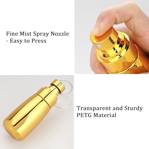 Cosywell Travel Spray Bottle TSA Approved 3 Pack 2oz 60ml Leak Proof Fine Mist Spray Bottle Empty Plastic Refillable Containers for Hair Perfume Toners Rose Water Cosmetics(Brown+Clear+Glod) - color: Brown+Clear+Gold, size: 2 oz