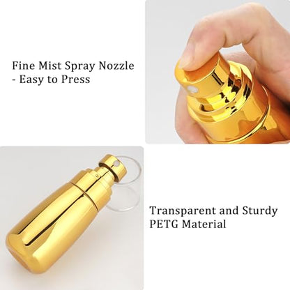 Cosywell Travel Spray Bottle TSA Approved 3 Pack 2oz 60ml Leak Proof Fine Mist Spray Bottle Empty Plastic Refillable Containers for Hair Perfume Toners Rose Water Cosmetics(Brown+Clear+Glod) - color: Brown+Clear+Gold, size: 2 oz