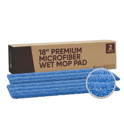 Microfiber Wholesale 18" Absorbent Microfiber Wet Mop Pad - Reusable, Machine Washable, Refills (2 Pack) - size: 18 inch 2 Pack
