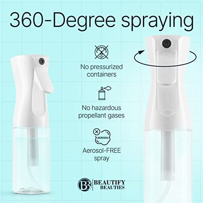 BeautifyBeauties Hair Spray Bottle – Ultra Fine Continuous Water Mister for Hairstyling, Cleaning, Plants, Misting & Skin Care (Clear, 6.8 Ounces) - color: Clear, size: 6.8 Ounces