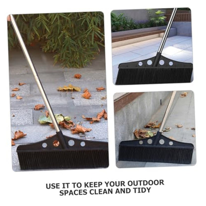 Wide Detachable Broom Handle for Outdoor Sweeping Versatile Stainless Steel Deck Scrub Brush for Concrete for Gardens and