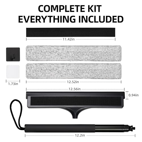 Window Squeegee with Flip-Head, Shower Squeegee 16-59" Long Handle Telescopic Pole & 30% Thicker Blade, Shower Squeegee for Glass Doors, Shower, Car, Windows, Bathroom