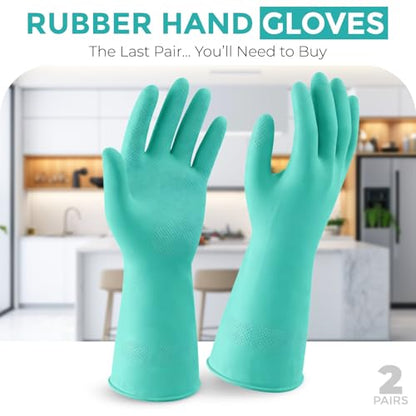 LADWA Non-Slip Household Cleaning Reusable Dishwashing Gloves for Kitchen Gardening Flexible Long-lasting Waterproof Gloves - color: Green, size: Pack of 5