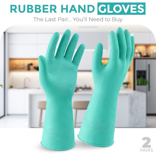 LADWA Non-Slip Household Cleaning Reusable Dishwashing Gloves for Kitchen Gardening Flexible Long-lasting Waterproof Gloves - color: Green, size: Pack of 1