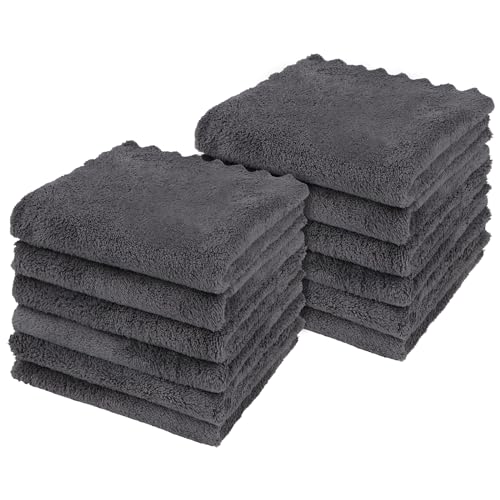 Orighty Ultra Soft Washcloths 12 Pack, Premium Microfiber Towel Sets 12x12 inches, Absorbent and Quick Drying Coral Velvet Washcloth, Multi-Purpose Wash Cloths for Bathroom, Hotel, and Gym (Grey) - color: Grey, size: 12 Pack