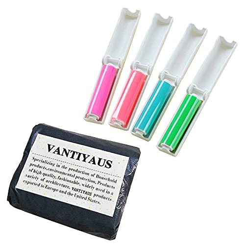 VANTIYAUS Lint Roller（4pcs） Reusable Foldable Portable Clothes Washing Carpet Sheets dust Suction Brush Picker Set Cleaner,Pet Hair Remover Brush(Random Color)