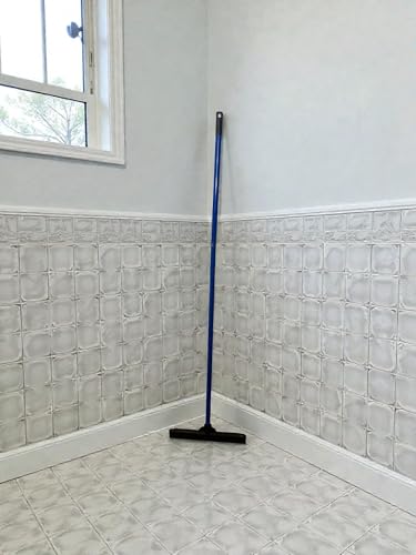 Floor Squeegee with Blue Handle, Rubber Blade, Collapsible Design, Pet Hair Remover for Carpet and Hard Floors