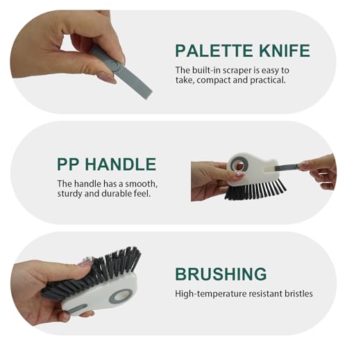 2-in-1 Window Groove Cleaning Brush, Handheld Crevice Cleaner Tool with Dustpan, Sliding Door Track Cleaning Brushes for Keyboard Blind Gap Corner Detail Sweeper Space