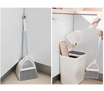 Mini Broom with Dustpan for Kids,Little Housekeeping Helper Set (White+Grey) - color: White+grey