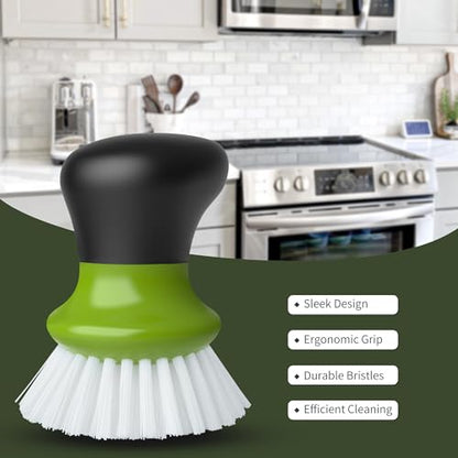 MR.SIGA Dish Scrub Brush, Palm Brush Dish Scrubber with Ergonomic Grip, Kitchen Brushes for Dishes, Green, Pack of 2 - color: Green